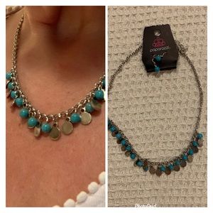 🦋 Silver and Blue bead necklace and earrings set